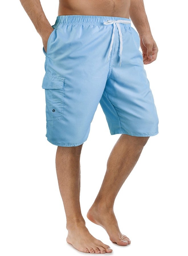 Srnede Mens Swimming Trunks Swim Trunks Quick Dry 11 Inch Swim Shorts with Mesh Lining Funny Swimwear Bathing Suits Light Blue - Image 1